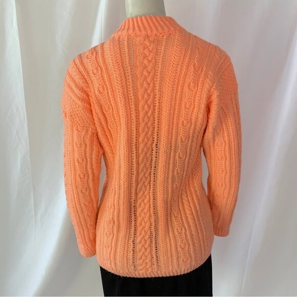 HANDMADE PASTEL CABLE  KNIT SWEATER MOCK NECK OVERSIZED CHUNKY SWEATER SMALL - Picture 4 of 7